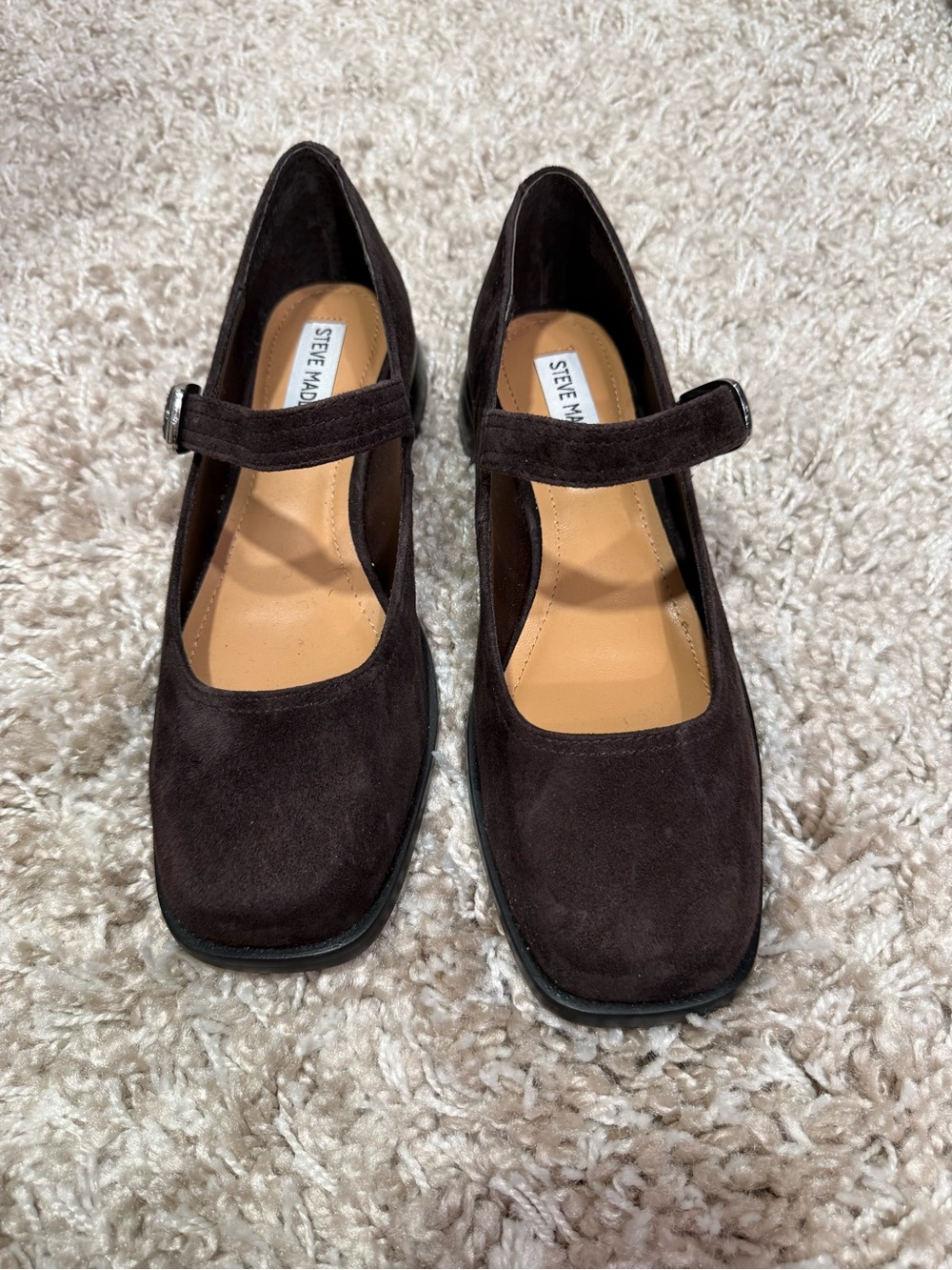 Steve Madden Dark Brown Suede Mary Jane Mules